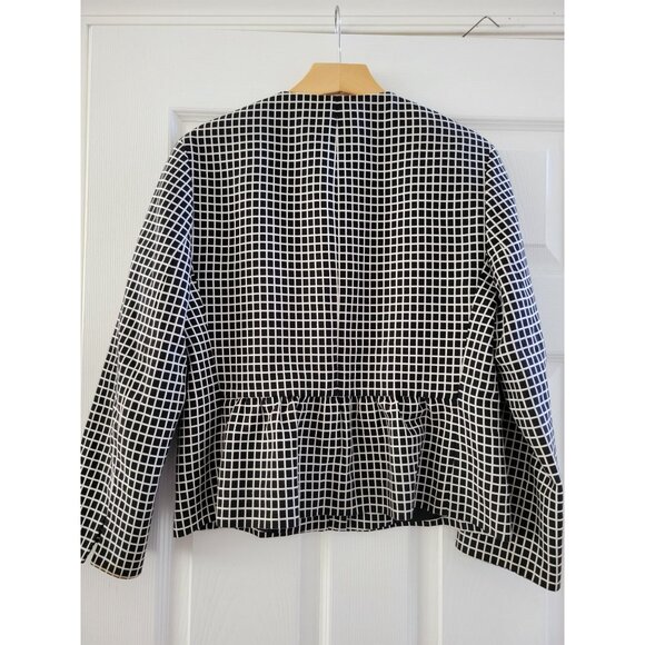 AKRIS PUNTO Womens Black white check windowpane blazer jacket size 8 Tiny Flaw - Picture 8 of 11